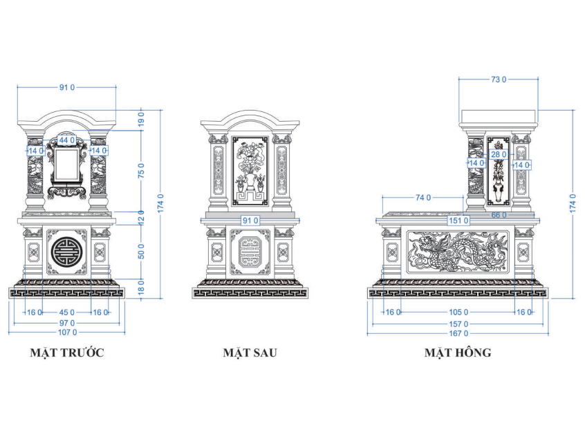 chọn đá và kích thước lăng mộ đá